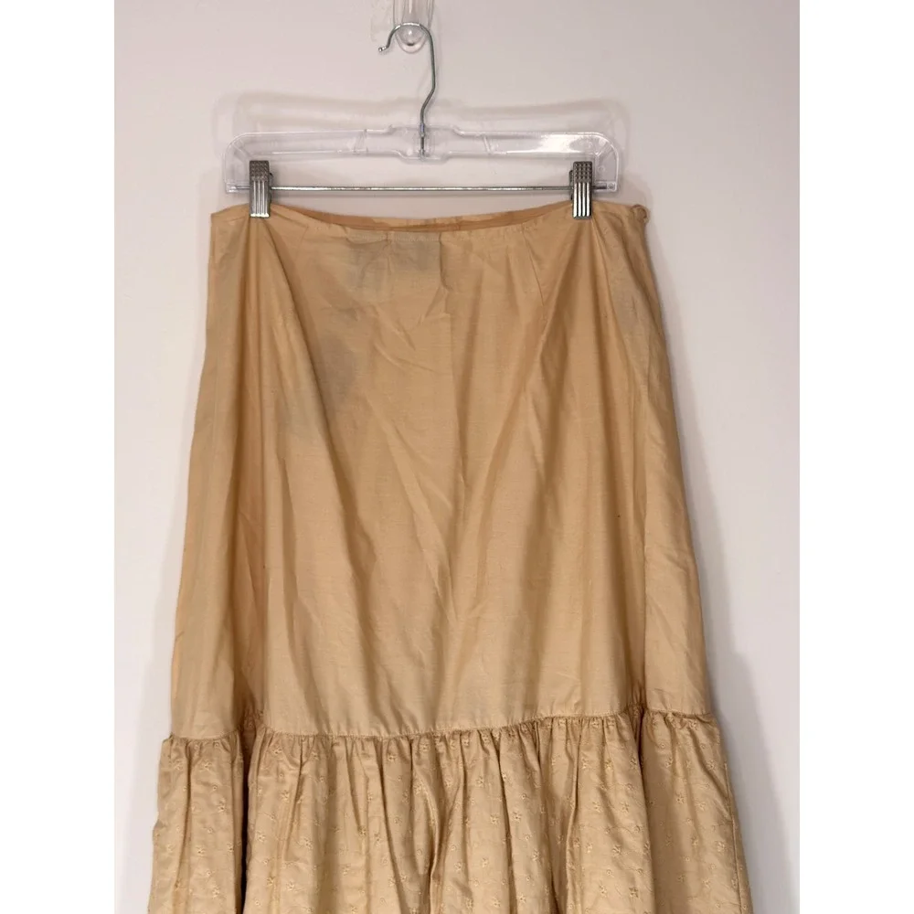 Women's Skirt Khaki‎ Embroidered Cottagecore Western Floral Tiered Broomstick 14